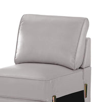 Lena Armless Chair, Beige Faux Leather Cushions, Black Metal Sleek Legs - BM341009