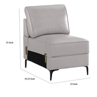 Lena Armless Chair, Beige Faux Leather Cushions, Black Metal Sleek Legs - BM341009