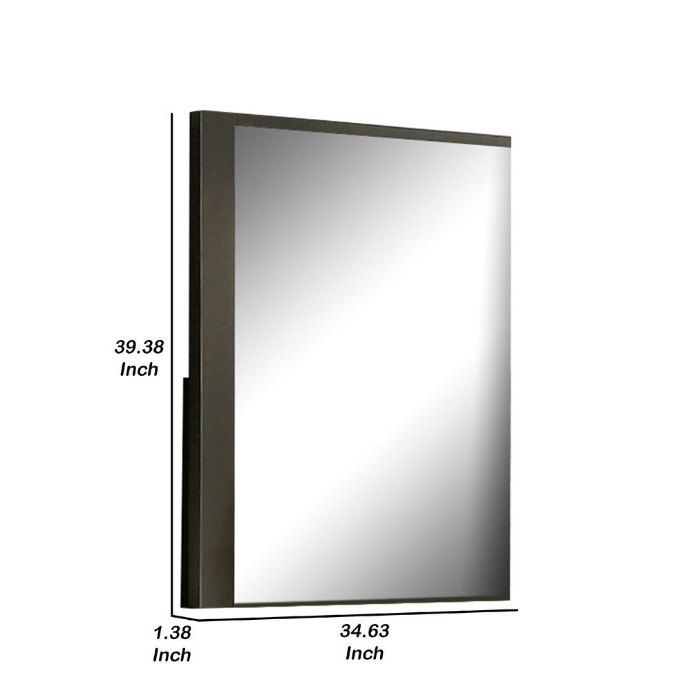 Kena Vanity Dresser Mirror, 2 Tone Metallic Gray Asymmetrical Frame - BM341010