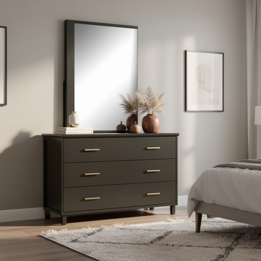 Kena Vanity Dresser Mirror, 2 Tone Metallic Gray Asymmetrical Frame - BM341010