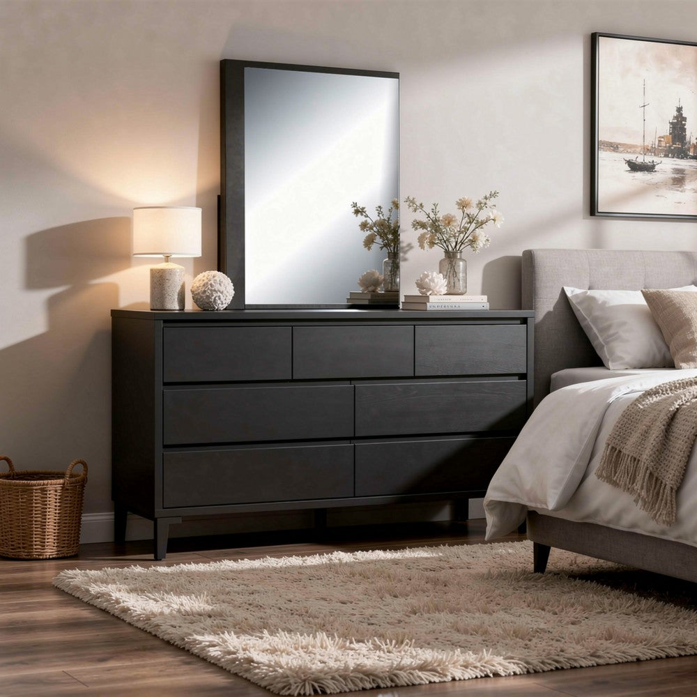 Kena Vanity Dresser Mirror, 2 Tone Metallic Gray Asymmetrical Frame - BM341010
