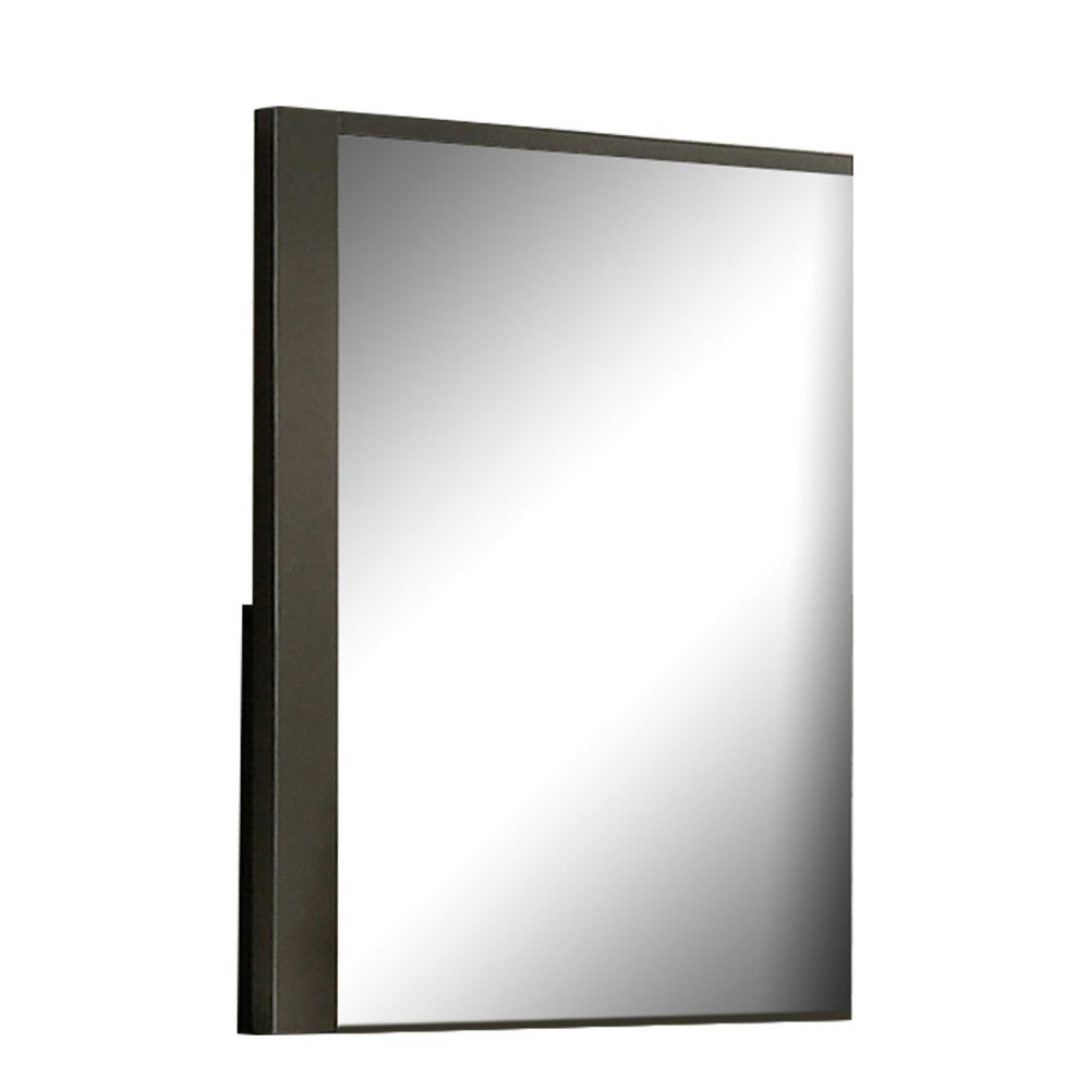 Kena Vanity Dresser Mirror, 2 Tone Metallic Gray Asymmetrical Frame - BM341010