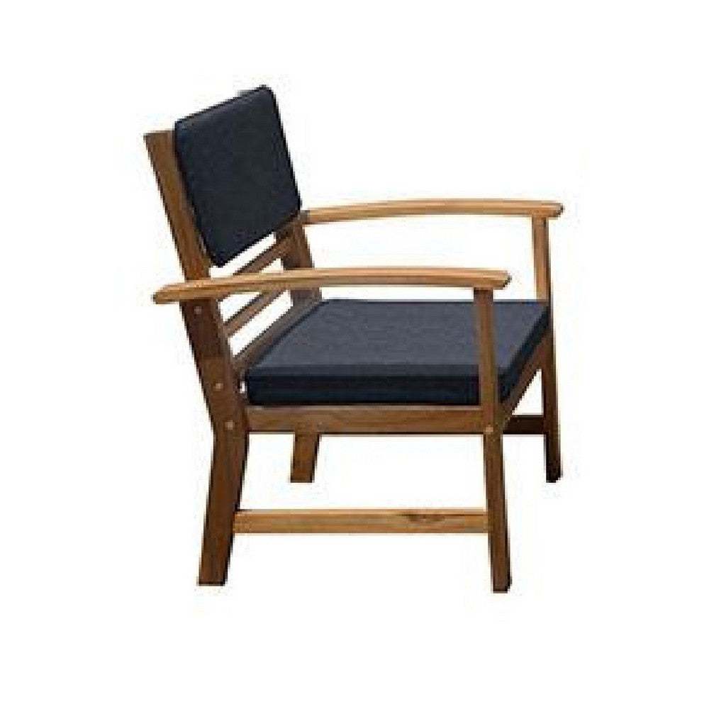 Rena 4pc Outdoor Lounge Set with Table, Sofa, 2 Chairs, Dark Gray Cushions, Natural Brown - BM341011