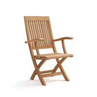 Dena Outdoor Folding Armchair, Adjustable Back, Natural Brown Teak Wood - BM341012