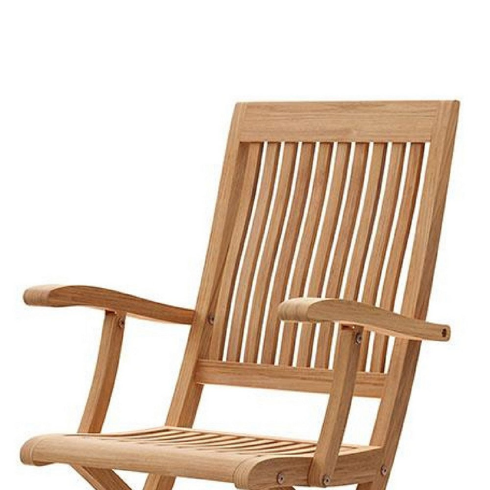 Dena Outdoor Folding Armchair, Adjustable Back, Natural Brown Teak Wood - BM341012