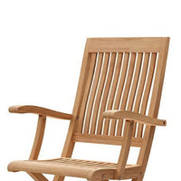 Dena Outdoor Folding Armchair, Adjustable Back, Natural Brown Teak Wood - BM341012