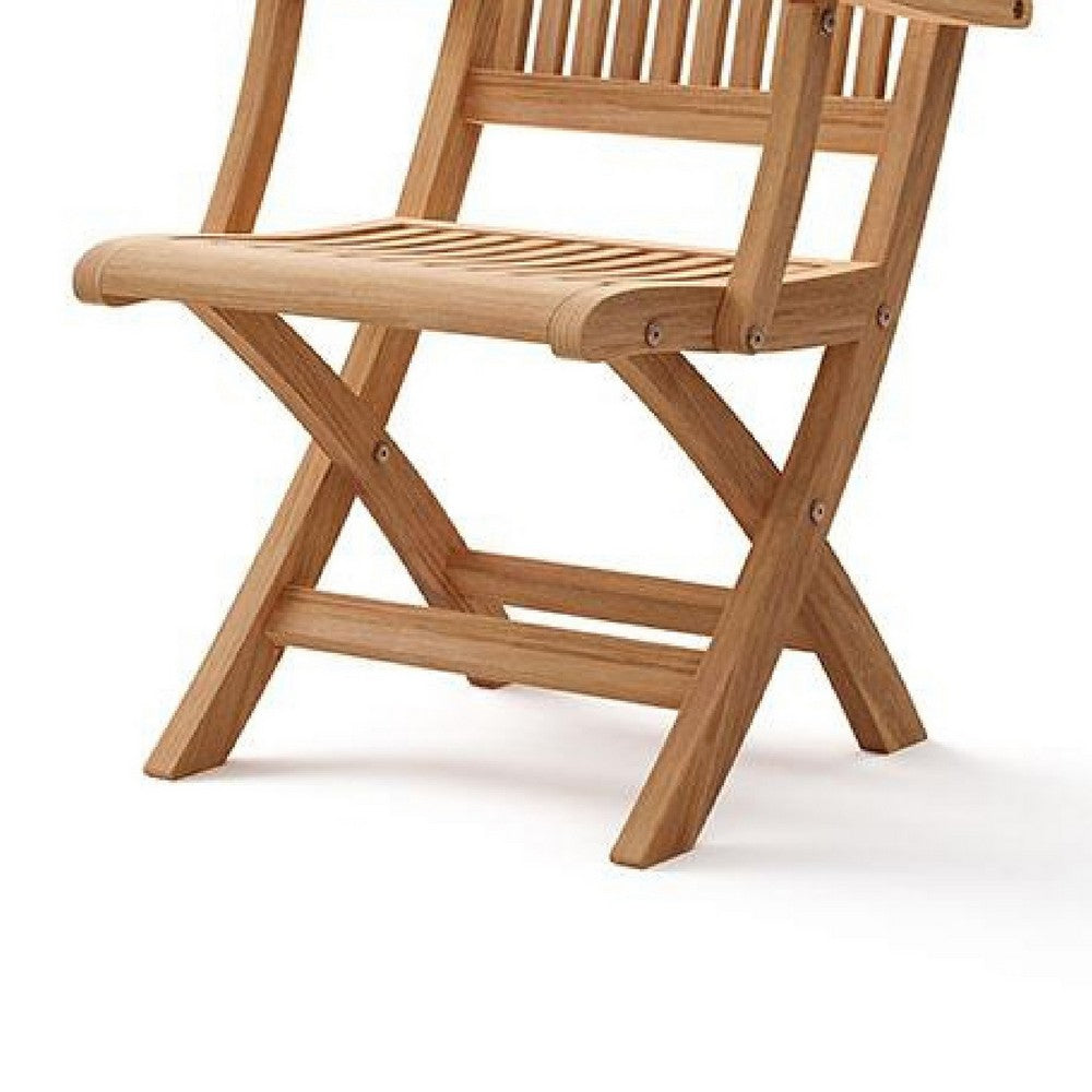 Dena Outdoor Folding Armchair, Adjustable Back, Natural Brown Teak Wood - BM341012