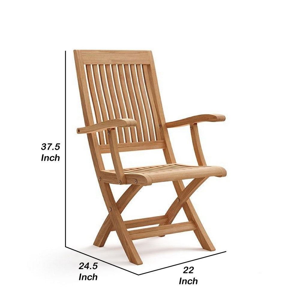 Dena Outdoor Folding Armchair, Adjustable Back, Natural Brown Teak Wood - BM341012