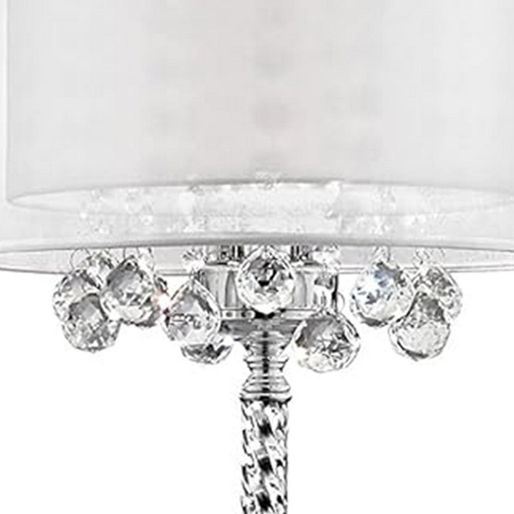 Fena Floor Lamp, Crystal Accent Drum Shade, 62 Inch Chrome Metal Base - BM341013
