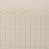 Sem Ottoman, 41 Inch Round, Patterned Tan Beige Chenille Upholstery - BM341019
