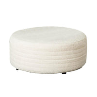 Vema Ottoman, Quilted Ivory Chenille Upholstery, 41 Inch Round - BM341020