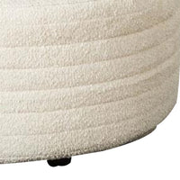 Vema Ottoman, Quilted Ivory Chenille Upholstery, 41 Inch Round - BM341020