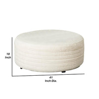 Vema Ottoman, Quilted Ivory Chenille Upholstery, 41 Inch Round - BM341020