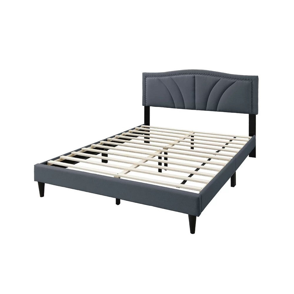 Carie Full Bed, Charcoal Gray Burlap Upholstery, Padded Headboard - BM341023