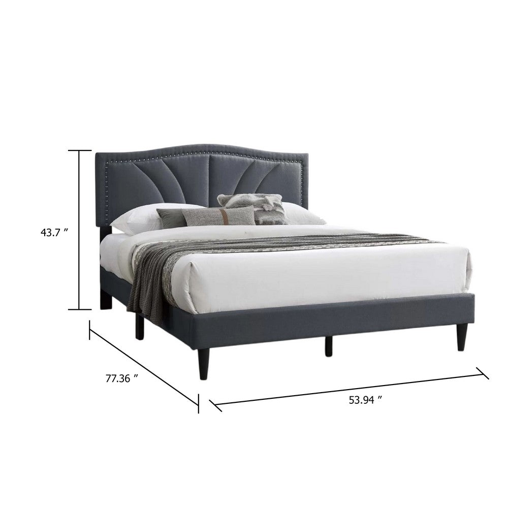 Carie Full Bed, Charcoal Gray Burlap Upholstery, Padded Headboard - BM341023