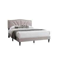 Carie Full Bed, Light Brown Burlap Upholstery, Padded Headboard - BM341024