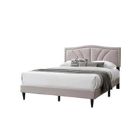 Carie Full Bed, Light Brown Burlap Upholstery, Padded Headboard - BM341024