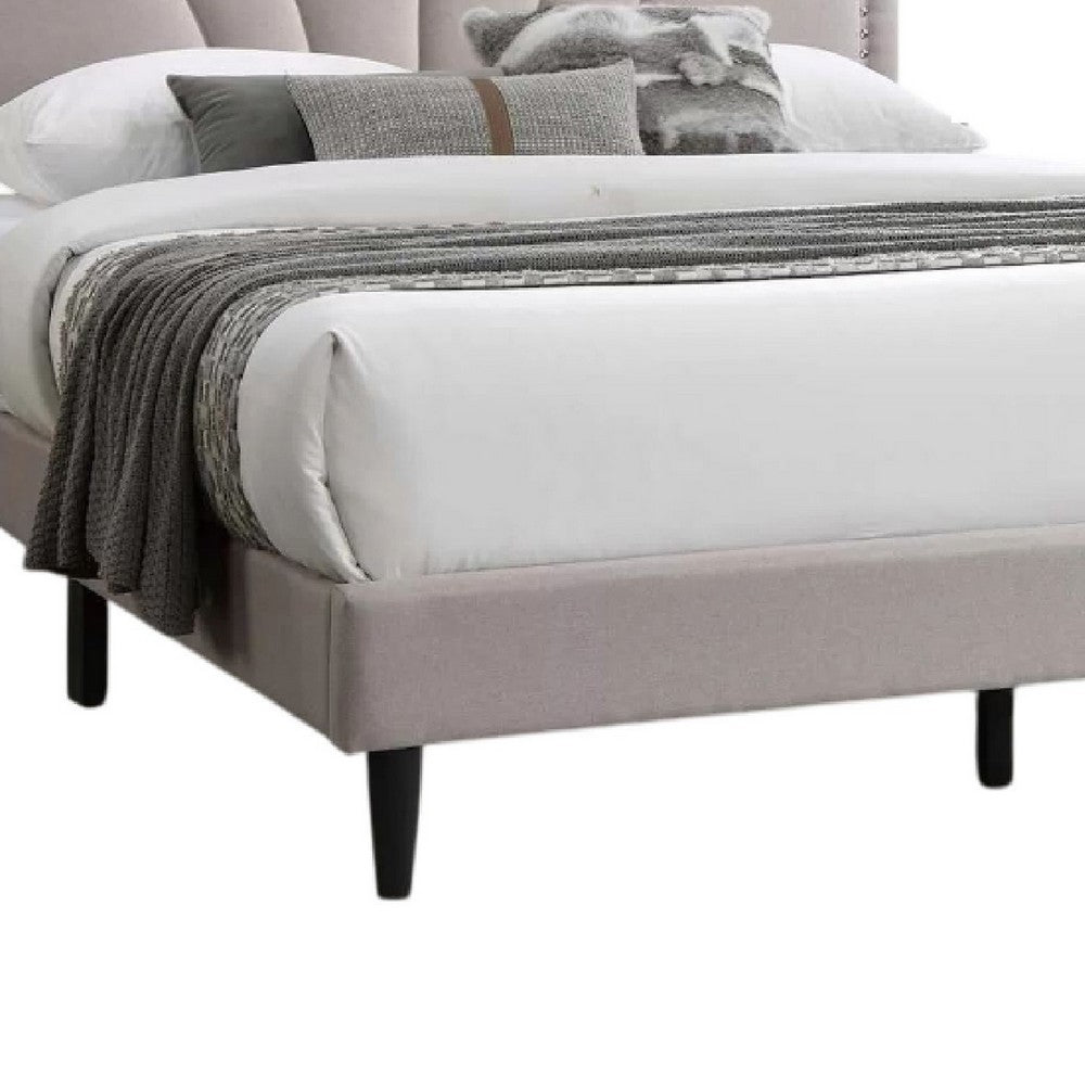 Carie Full Bed, Light Brown Burlap Upholstery, Padded Headboard - BM341024