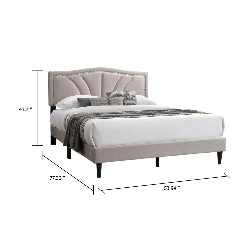 Carie Full Bed, Light Brown Burlap Upholstery, Padded Headboard - BM341024