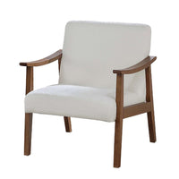 Onile Classic Accent Chair, White Wool Fabric, Wood, Foam Cushions - BM341026