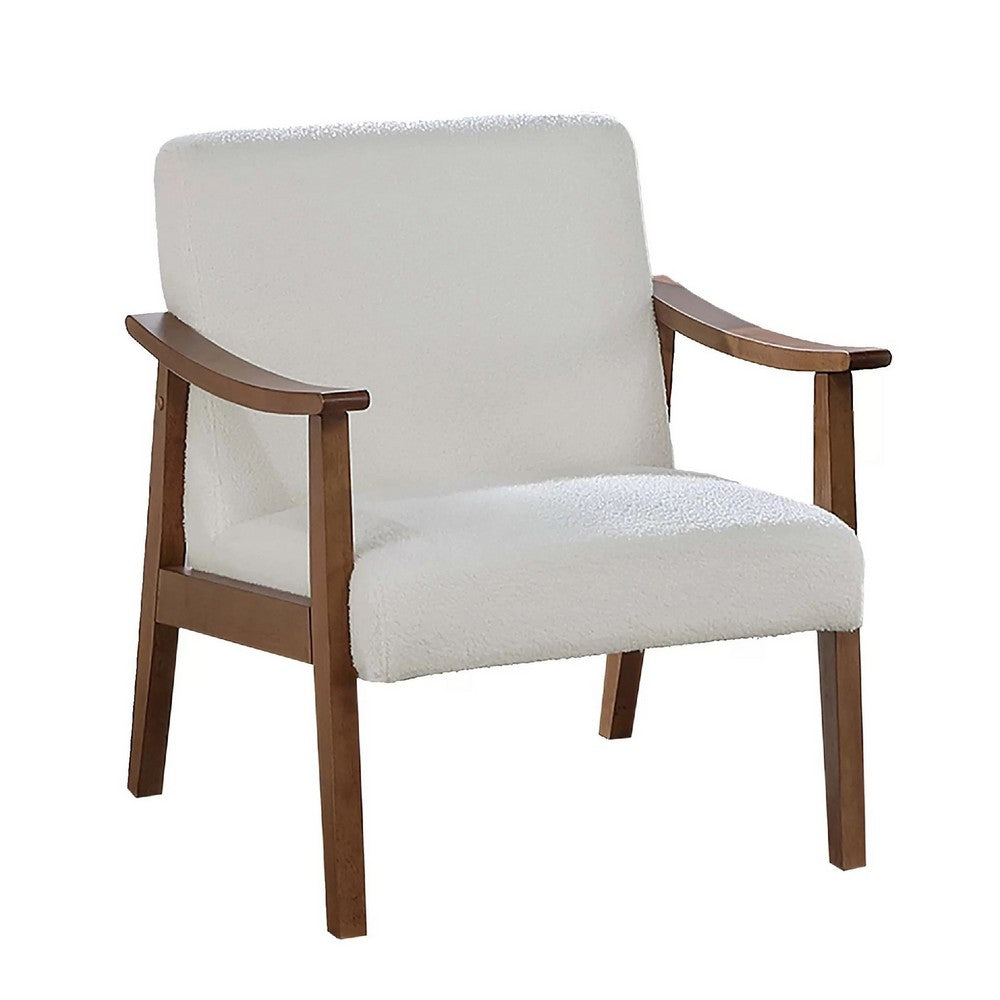Onile Classic Accent Chair, White Wool Fabric, Wood, Foam Cushions - BM341026