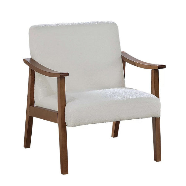 Onile Classic Accent Chair, White Wool Fabric, Wood, Foam Cushions - BM341026