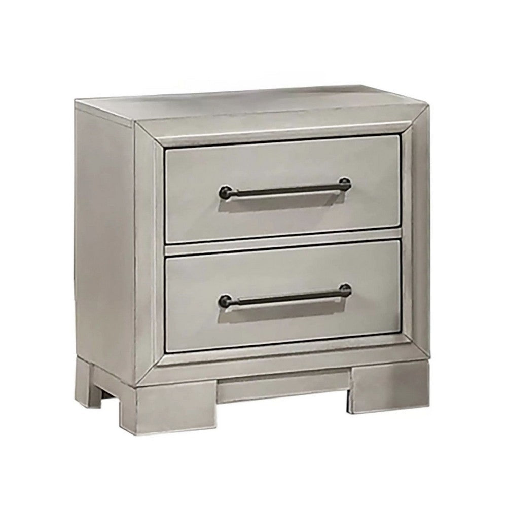 Jaxen Nightstand End Table, Antique White Rubberwood, 2 Drawers, 23 Inch - BM341027