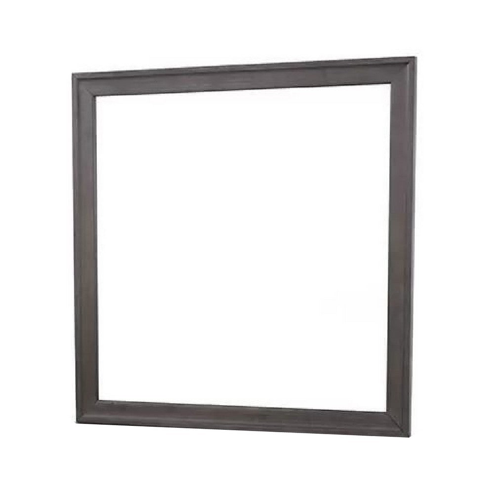 Dresser Mirror, Charcoal Gray Poplar Wood Frame, Square 40 Inch - BM341028