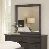 Dresser Mirror, Charcoal Gray Poplar Wood Frame, Square 40 Inch - BM341028