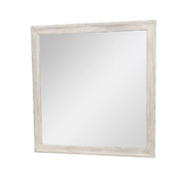 Dresser Mirror, Antique White Poplar Wood Frame, Square 40 Inch - BM341029