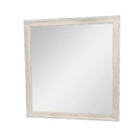 Dresser Mirror, Antique White Poplar Wood Frame, Square 40 Inch - BM341029