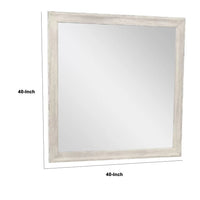 Dresser Mirror, Antique White Poplar Wood Frame, Square 40 Inch - BM341029
