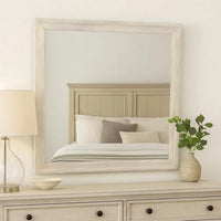 Dresser Mirror, Antique White Poplar Wood Frame, Square 40 Inch - BM341029
