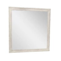 Dresser Mirror, Antique White Poplar Wood Frame, Square 40 Inch - BM341029