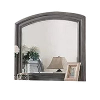 Dresser Mirror, Gray Pine Wood Frame, Farmhouse Carved Details 36x42 - BM341030