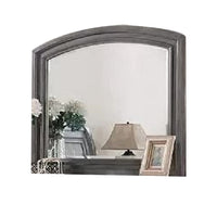 Dresser Mirror, Gray Pine Wood Frame, Farmhouse Carved Details 36x42 - BM341030