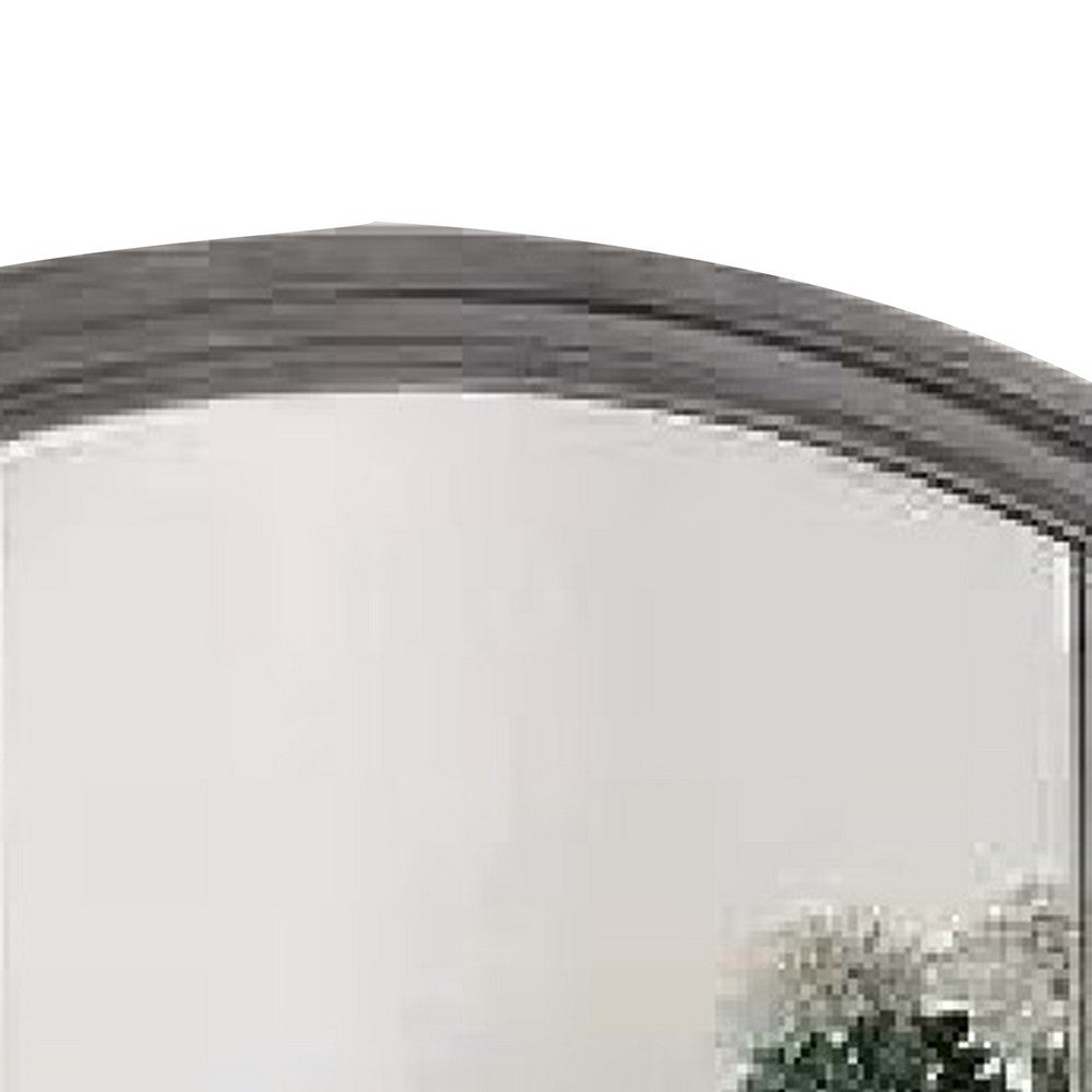 Dresser Mirror, Gray Pine Wood Frame, Farmhouse Carved Details 36x42 - BM341030