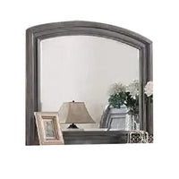 Dresser Mirror, Gray Pine Wood Frame, Farmhouse Carved Details 36x42 - BM341030