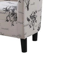 Beua 2pc Accent Chair and Ottoman Set, White and Black Script Print  - BM341031