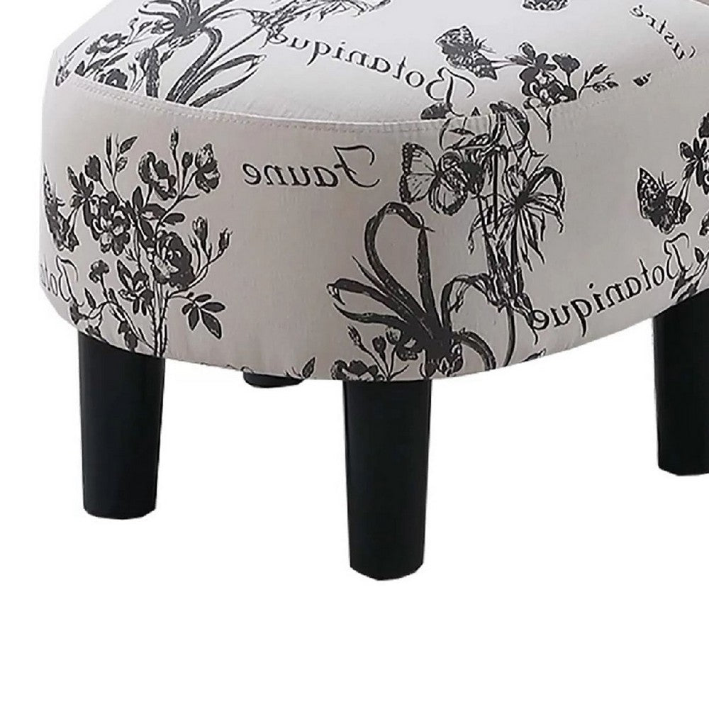 Beua 2pc Accent Chair and Ottoman Set, White and Black Script Print  - BM341031