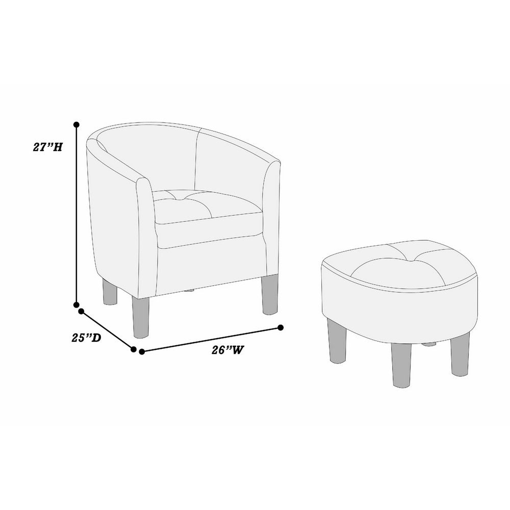 Beua 2pc Accent Chair and Ottoman Set, White and Black Script Print  - BM341031