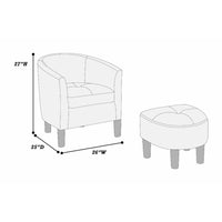 Beua 2pc Accent Chair and Ottoman Set, White and Black Script Print  - BM341031