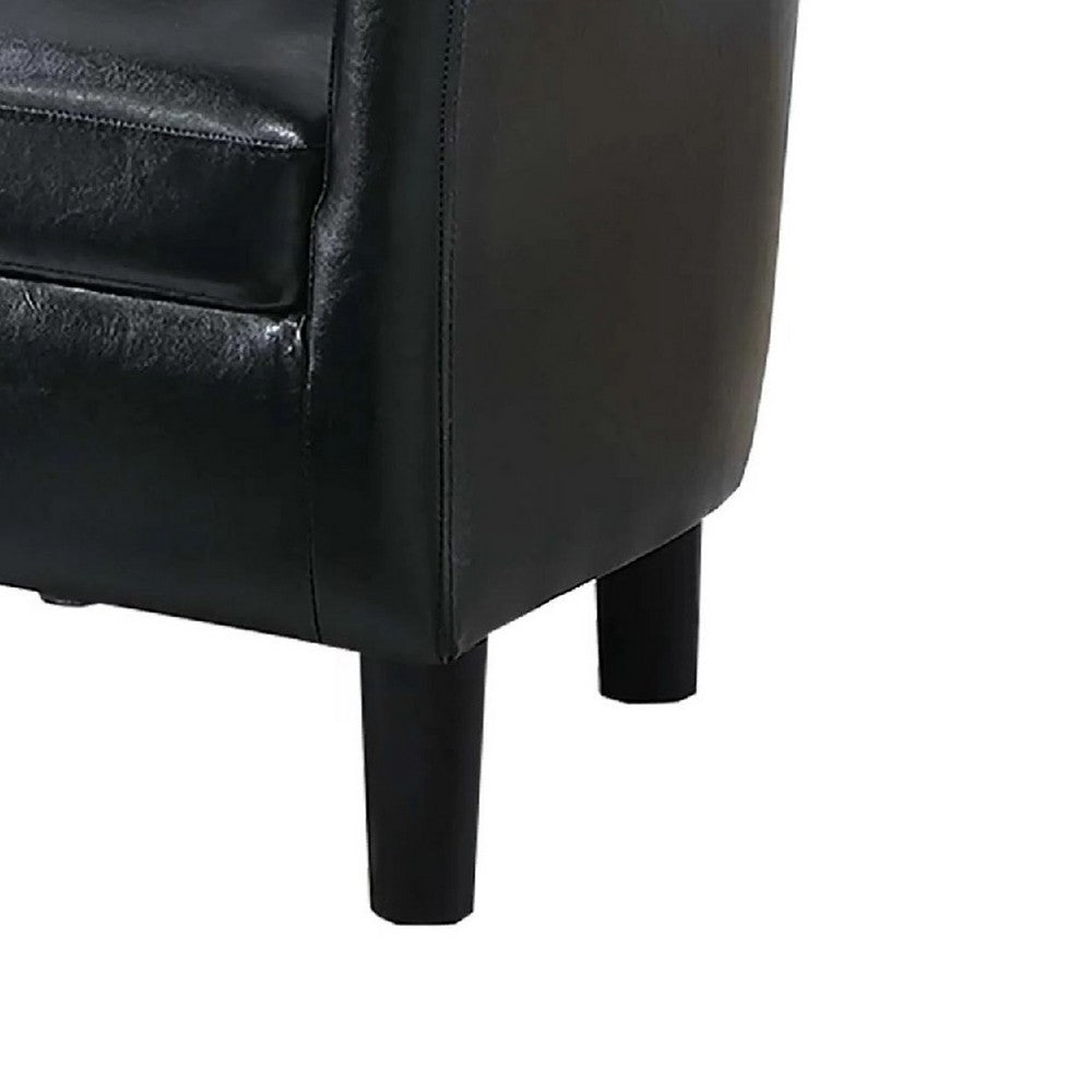 Beua 2pc Accent Chair and Ottoman Set, Black Faux Leather, Foam Cushions - BM341032