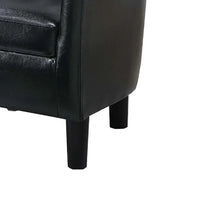 Beua 2pc Accent Chair and Ottoman Set, Black Faux Leather, Foam Cushions - BM341032