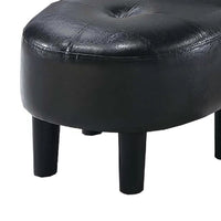Beua 2pc Accent Chair and Ottoman Set, Black Faux Leather, Foam Cushions - BM341032