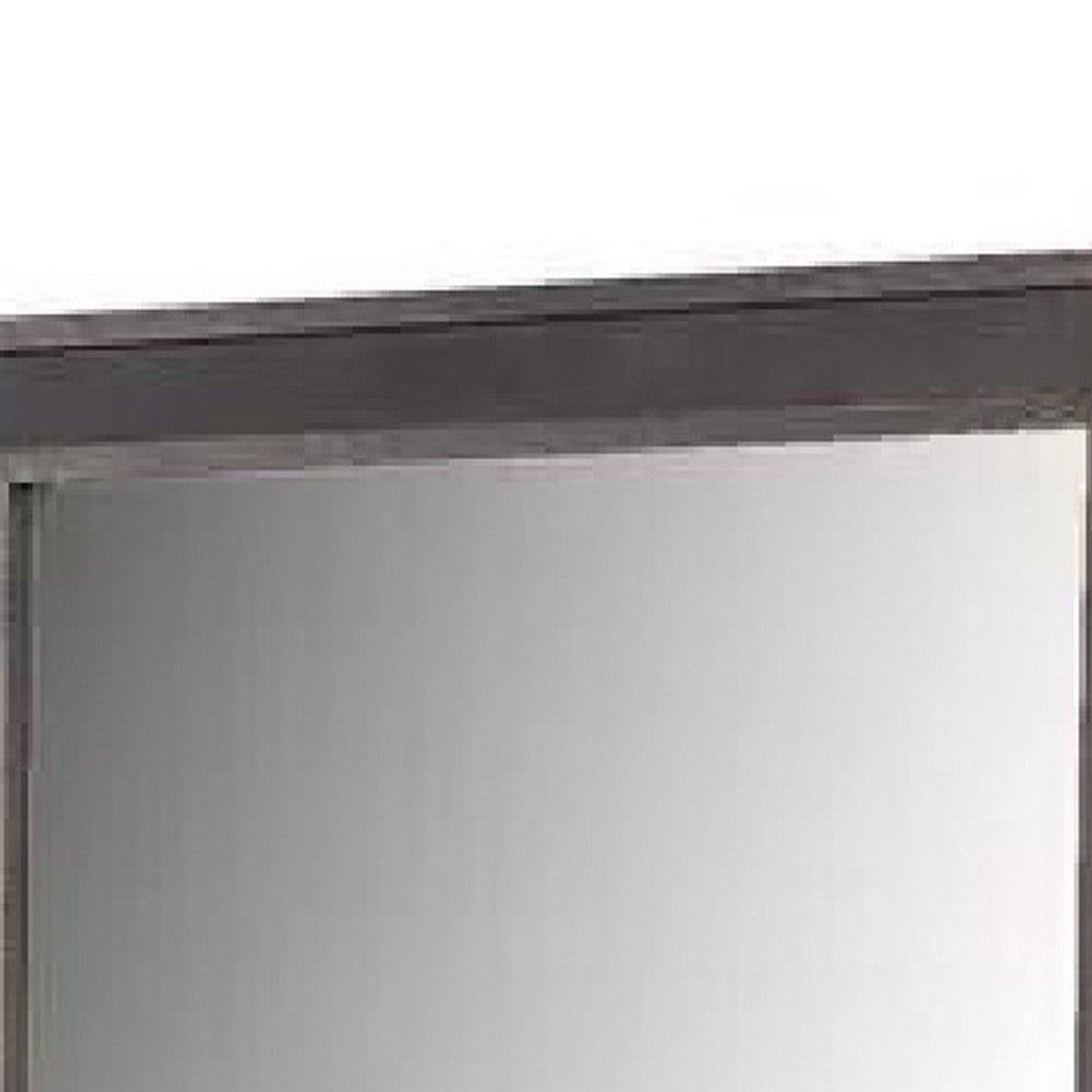 Dresser Mirror, Rustic Brown and Charcoal Gray Wood Frame, 36 Inch - BM341034