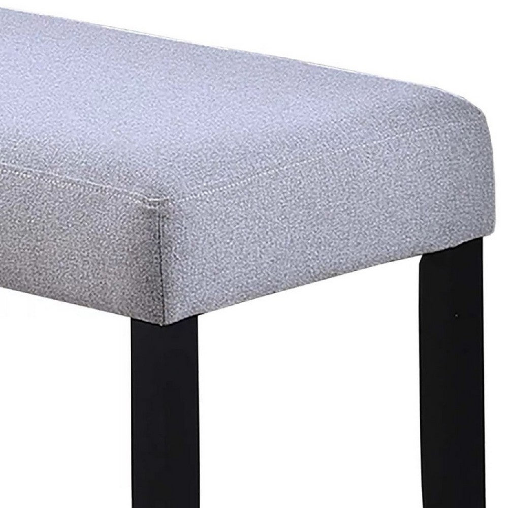 Arun Dining Bench, 41 Inch Charcoal Gray Fabric, Black Rubberwood - BM341036