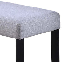 Arun Dining Bench, 41 Inch Charcoal Gray Fabric, Black Rubberwood - BM341036