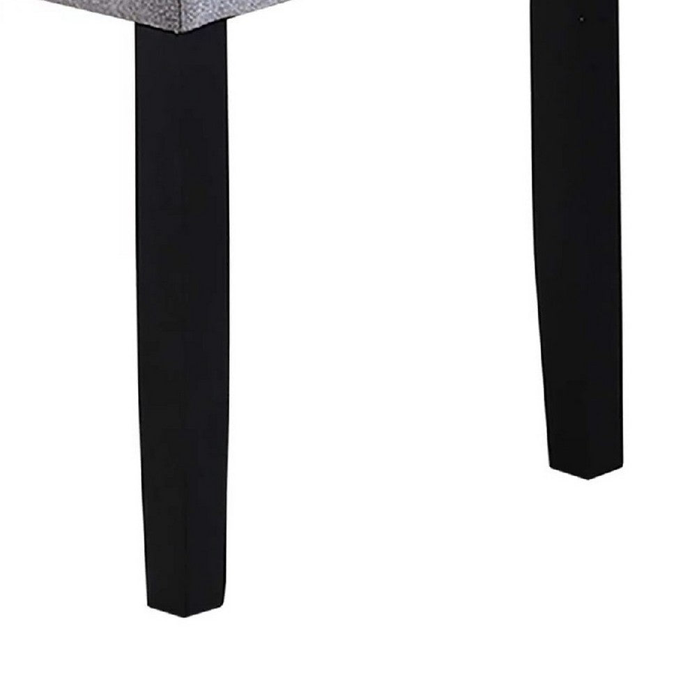 Arun Dining Bench, 41 Inch Charcoal Gray Fabric, Black Rubberwood - BM341036