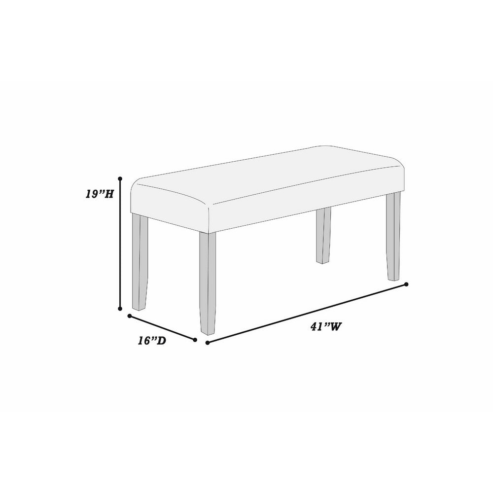 Arun Dining Bench, 41 Inch Charcoal Gray Fabric, Black Rubberwood - BM341036